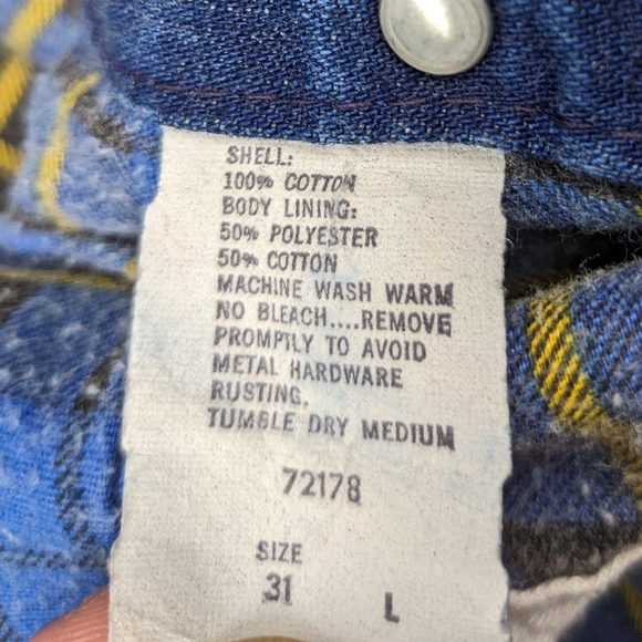 Vintage 1950s Madewell Denim Overalls Flannel Lined Workwear Blue Size 31x34 - Picture 8 of 12